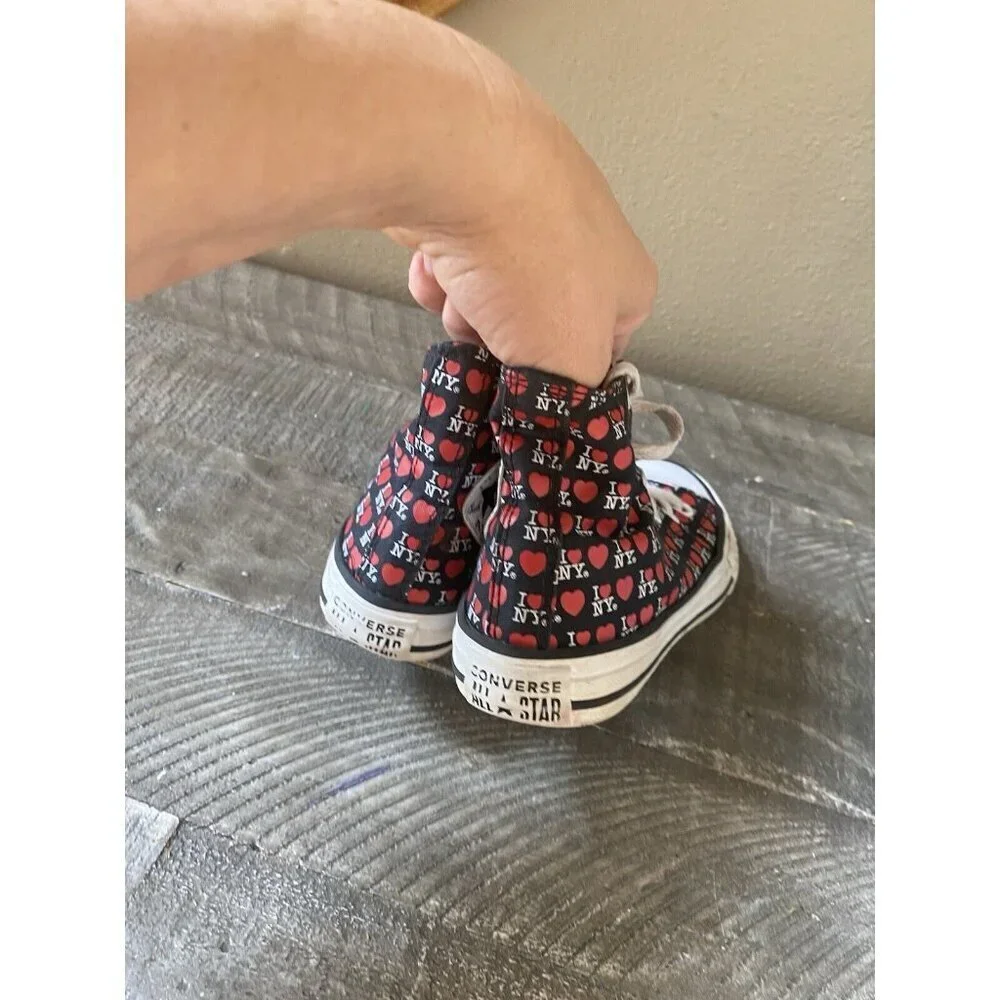 Converse All Star CTAS High Top I Love NY Black Kids Size 12 Sneakers